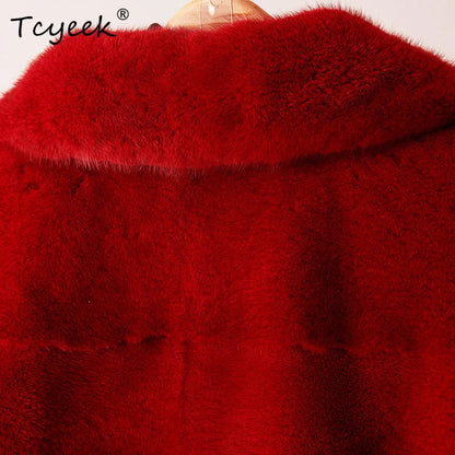 Tcyeek Luxury Natural Fur Coat Women Winter Clothes Real Fur Jacket 2025 Warm Whole Mink Womens Coat New in Coats Fourrure Femme