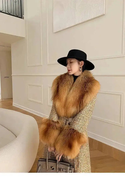 Large Size Winter Real Fur Collar Cuffs Set Neck Warmer Women Fur Shawl Furry Fluffy Fox Fur Scarf Luxury Scarves Coat Decor