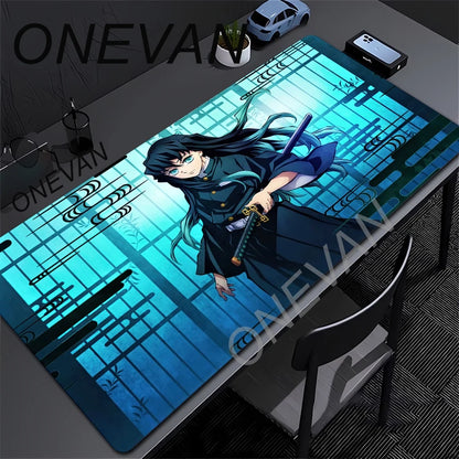 Mouse Pad Gaming Laptops Keyboard Mat Xxl Pc Desk Protector Deskmat Gamer Mats Anime Demon Slayers Rengoku Kyoujurou Pc Mousepad