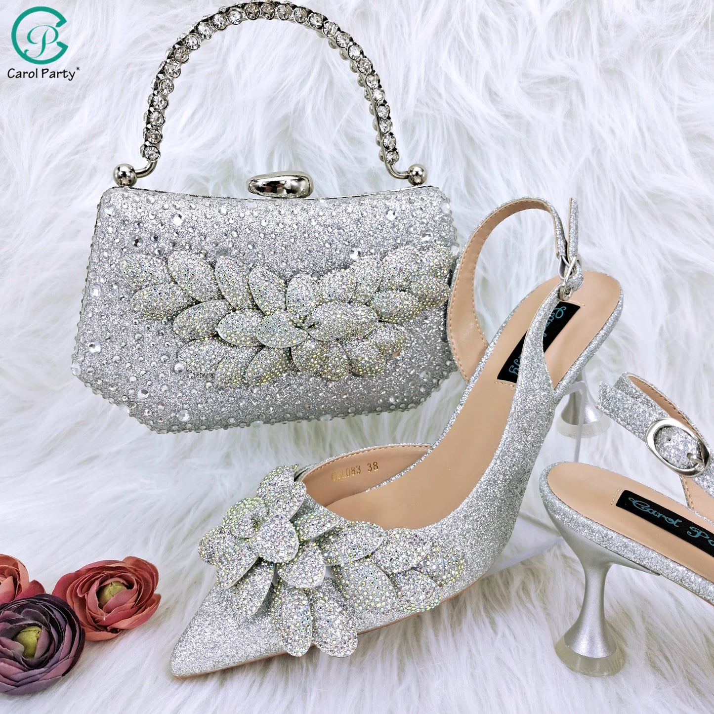 Nigerian Banquet Shoes and Bags African Fashion Peach Ladies Matching Shoes and Bags Pointed Toe High Heels Wedding Party