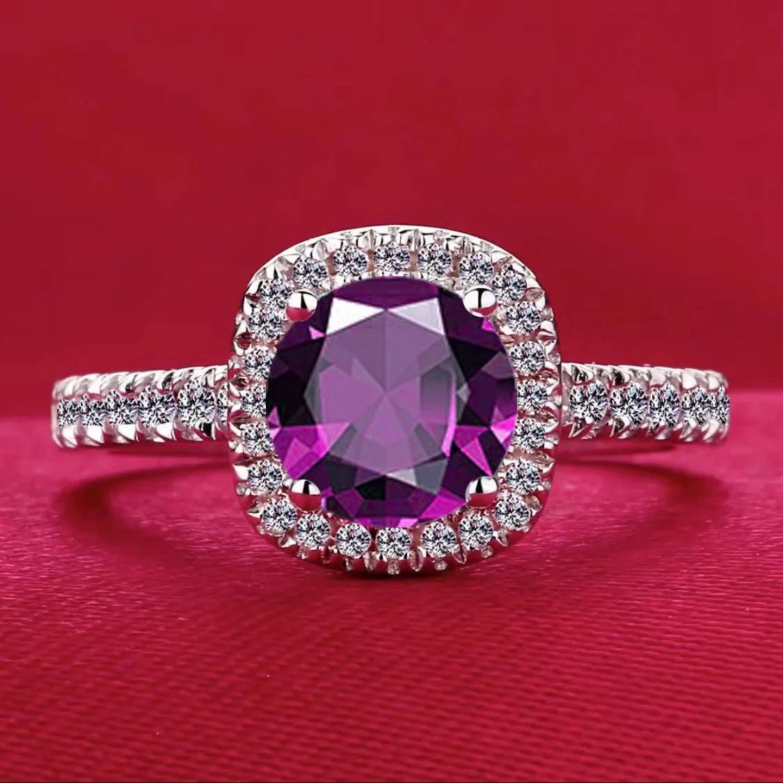 Best-selling 925 sterling silver 1-carat diamond square ring, suitable for engagement, proposal or party wear, stylish and versa
