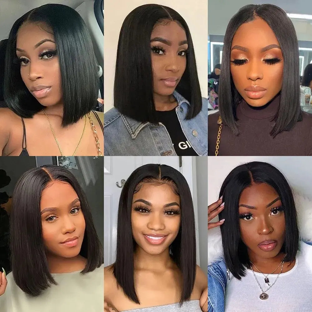 BOB Lace Front Wig Human Hair Straight 200% Full Density 13x4 HD Transparent Lace Frontal Wigs Bob Hair Lace Front Wig For Women