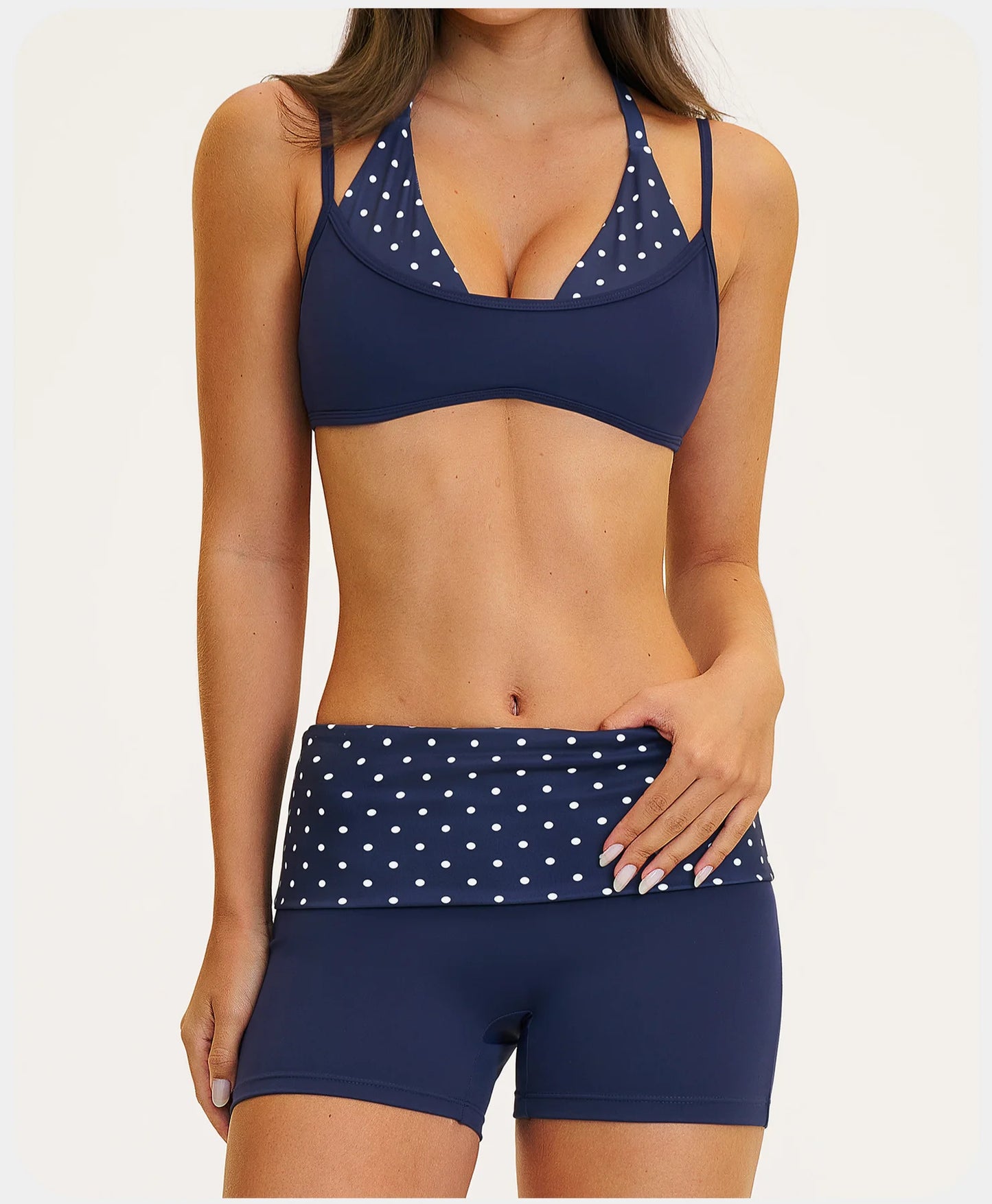 2PCS Stripes Fitness Suit Women's Tracksuits Polka Dot High Waist Workout Capri Pants Sports Set Female Yoga Sports Clothes