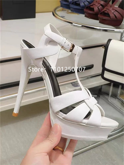 Luxury Style Women Sandals Summer Platform Women High Heels 14CM Open Toe Spike Heels Dressing Shoes Brand