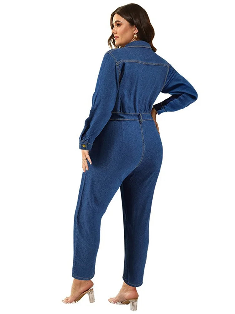 Wmstar Jumpsuit Women Denim Pants Bodycon Pockets Casual Cool Button Fashion Street Wear Romper Wholesale Dropshipping New Style