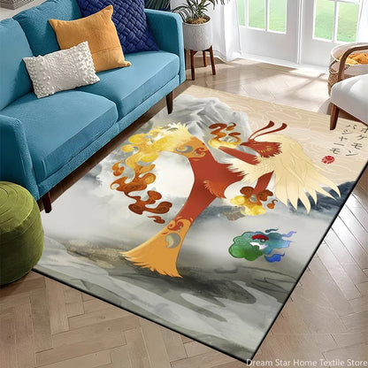 Japanese Anime Pokemon Card Retro Charizard Area Carpet for Living Room Home Decor Sofa Table Rug Anti Slip Chair Floor Mat Gift