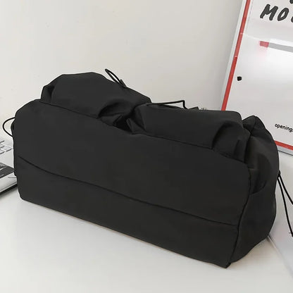 Fashionable Crossbody Bag with Drawstring Accent - Spacious & Secure Zipper Closure - Includes Stylish Bag Charm