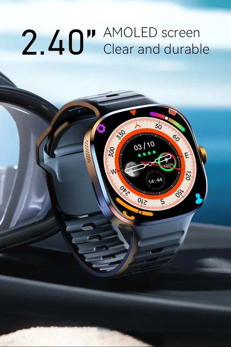 M99 5G Smartwatch: 2.4" AMOLED Screen, Rotating Camera, SIM & WiFi Support for Standalone Calls and Social Media.