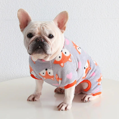 Multi Colors Winter Thick Furry Dog Clothing 4 Legged Fat Dog French Bull Sweatshirts Full Cover Pet Puppy Jumpsuit