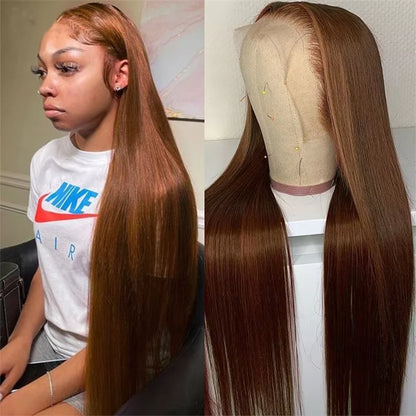 HD 13x6 13x4 Lace Frontal Wigs 100% Raw Vietnamese Chocolate Brown Straight Virgin Hair Pre Plucked Lace Front Human Hair Wigs