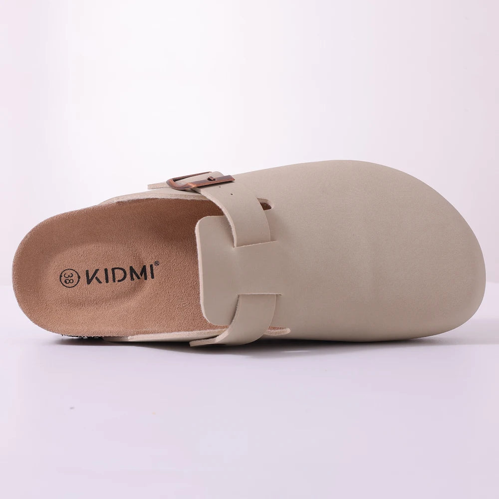 Crestar Women's Clogs Mules Cork Clogs Slippers Men Outdoor Mules Suede Clogs Shoes with Arch Support Mule Leather Clogs Sandal