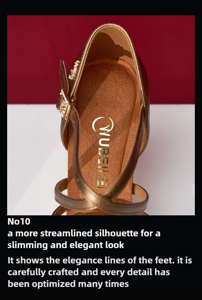 UK Latin Dance Shoes Women's Professional Mid Heel Flexible Sole for Cha Cha Ballroom Practice