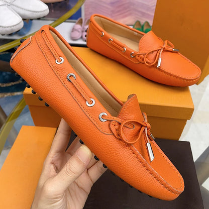 Spring Summer Ladies Genuine Leather Comfortable Slip-On Soft Bottom Driving Casual Flat Office Lazy Person Loafers Shoes