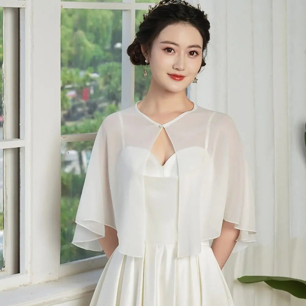Fashion Sheer Chiffon Capelet Lightweight Design Elegant Style Soft Shawls Wedding Cape Bridesmaid Accessories