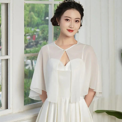 Fashion Sheer Chiffon Capelet Lightweight Design Elegant Style Soft Shawls Wedding Cape Bridesmaid Accessories