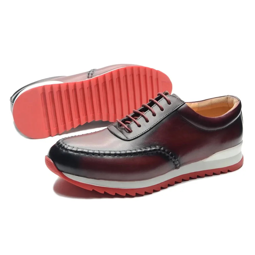 British Genuine Leather Men's Shoes Crocodile Pattern Comfortable Lace-Up Casual Sneakers for Autumn New 2026 Outdoor