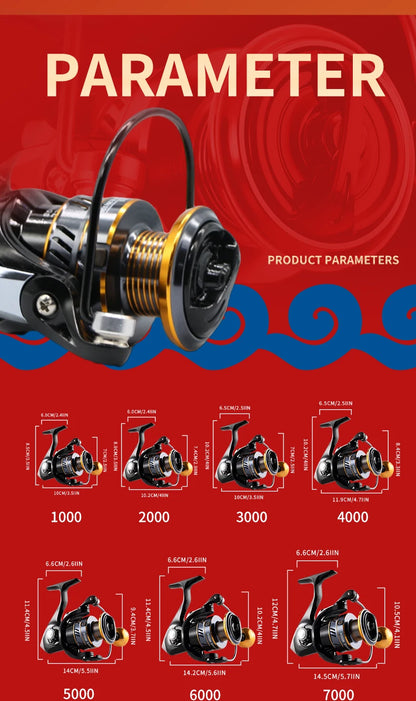 ROOBLINOS HM Spinning Reel 5.2:1 Gear Ratio 22lb Max Drag Metal Bearings Smooth Fishing Reel for Freshwater Saltwater