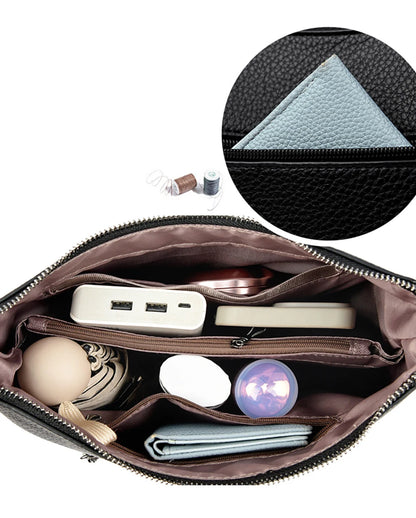Women's Luxury Designer Top-Handle Bags Soft Leather Handbag Ladies Solid Color Shoulder Crossbody Bag Messenger Commuting Sac