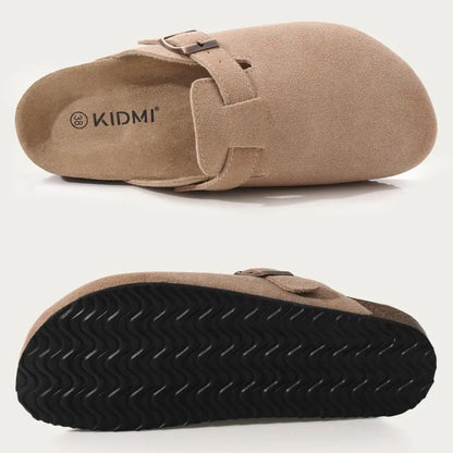 Crestar Women's Clogs Mules Cork Clogs Slippers Men Outdoor Mules Suede Clogs Shoes with Arch Support Mule Leather Clogs Sandal