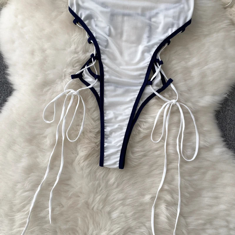 Coquette Lace Lingerie Set Sexy Mesh Bodysuit Valentines Day Sleepwear Gothic Strappy Catsuit Intimate Nightwear Romper