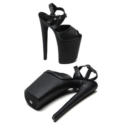 Leecabe 23CM/9inches Snake PU Upper Fashion Trend Exotic Sexy Romantic Platform Sexy High Heels Sandals Pole Dance Shoes