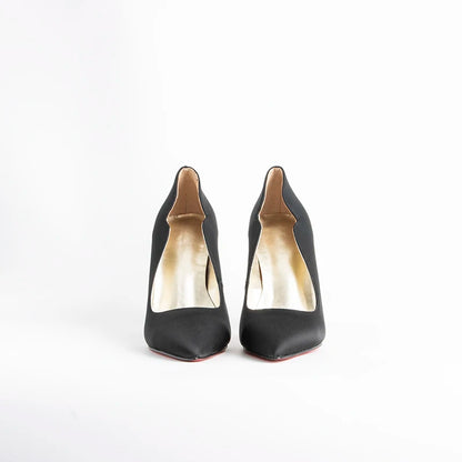 luxury Red Bottom Black Pointed toe Heels for Women Shoes 2024 Elegant and Classy Designer Slingback Heels High Quality big Size