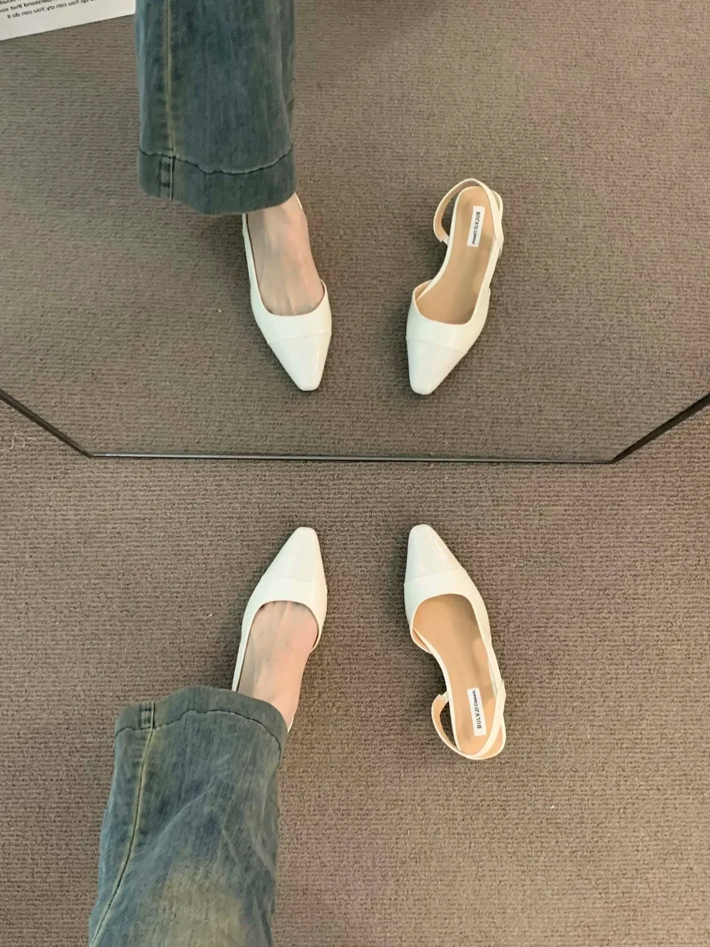 Brand luxury designer fashion PU leather design ladies summer new style pointed toe low heel women sandals non-slip flat shoes