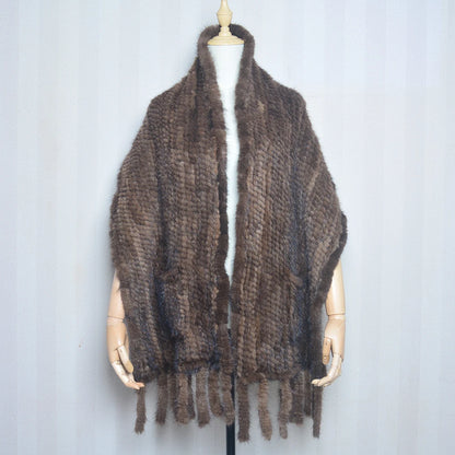 2026 Hot Sale Long Style Winter Warm Real Natural Mink Fur Scarf Real Mink Fur Shawl Fashion Women Knitted Real Mink Fur Scarves