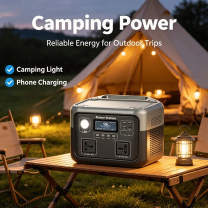 New 800W 589WH Portable Power Station 600W/800W Solar Generator Backup Power Bank for Outdoor Camping, Home Emergency, RV Travel