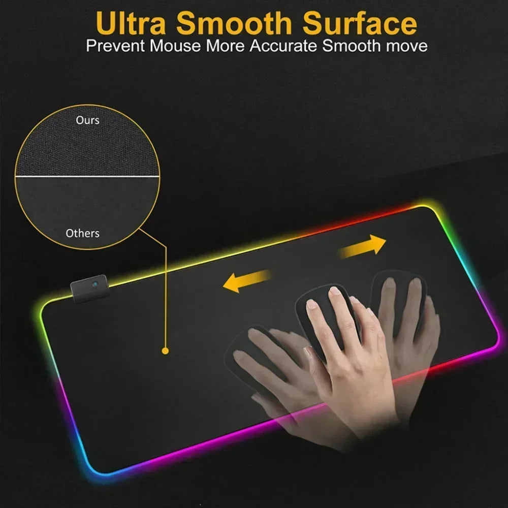 RGB Pc Gamer S-Star Treks Keyboard Expansion Mouse Pad LED Glowing Mat Rubber Backlight Gaming Computer Laptop Home Office Setup