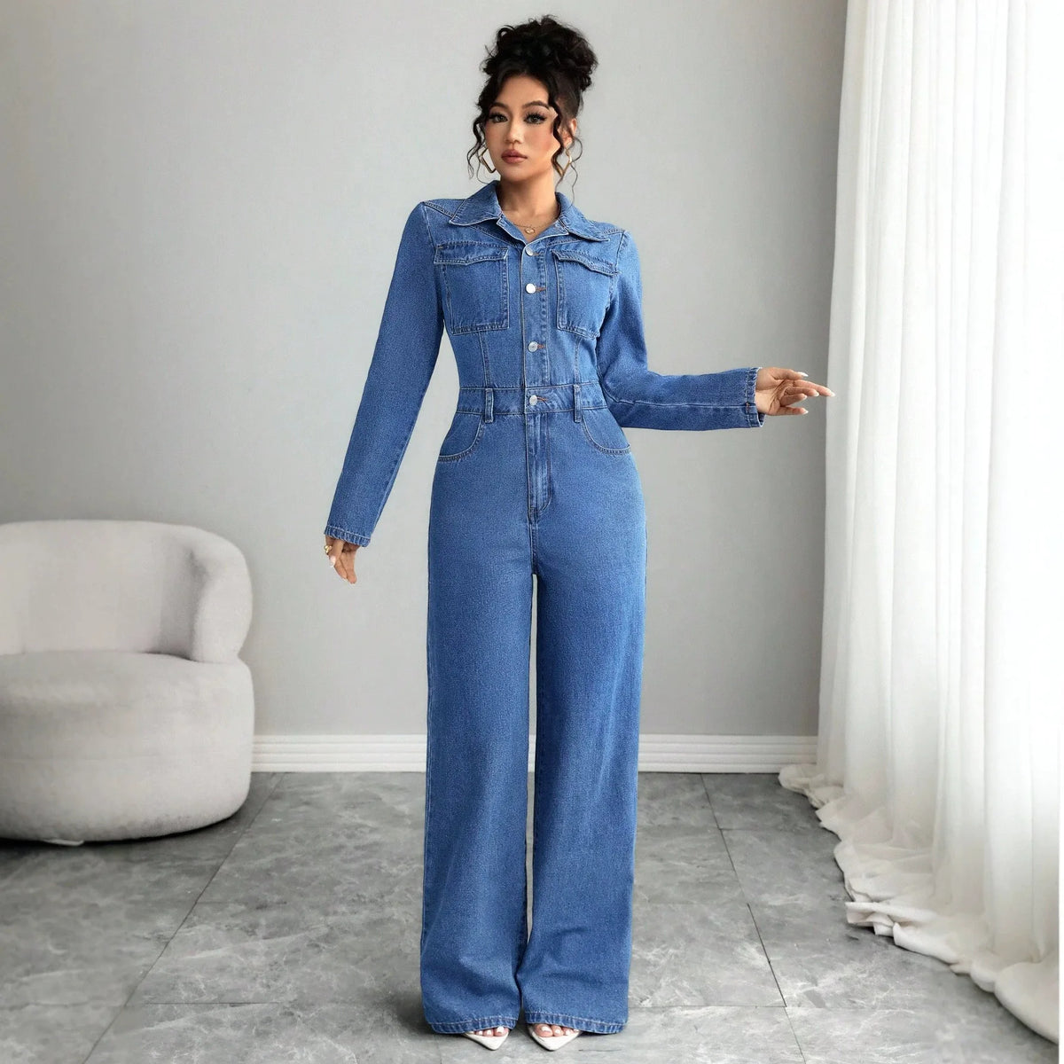 Jumpsuits Women Denim One Piece Full Sleeve Overalls Long Pants High Waist Rompers Y2k Streetwear Jumpsuit Work 2026 Autumn
