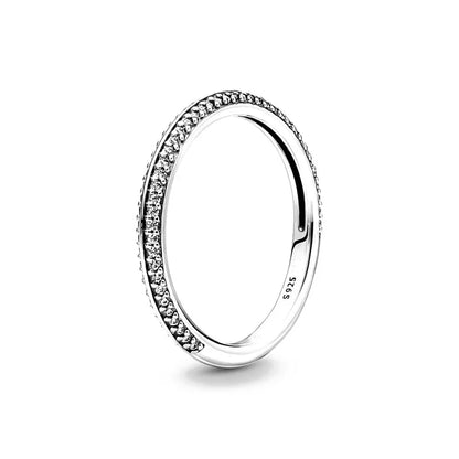 European New 925 Silver Heart-Shaped,Floral,Square Ring Suitable for Exquisite High-Quality Jewelry for Women at Wedding Parties