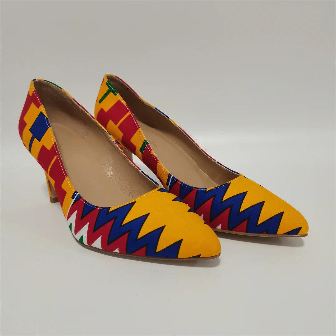 Fashion African Women Wedding Party Wax Shoes and Bag to Match Nigeria Ankara Style Print Shoes Bag Set F1110-1