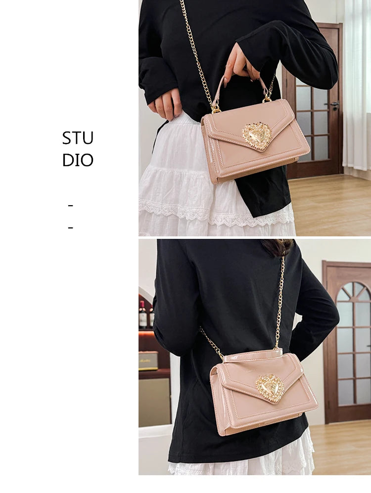 Light Luxury Burgundy Handbags for Women Trendy Versatile Buckle Flip Shoulder Bags Female Casual Commuting Chain Crossbody Bag
