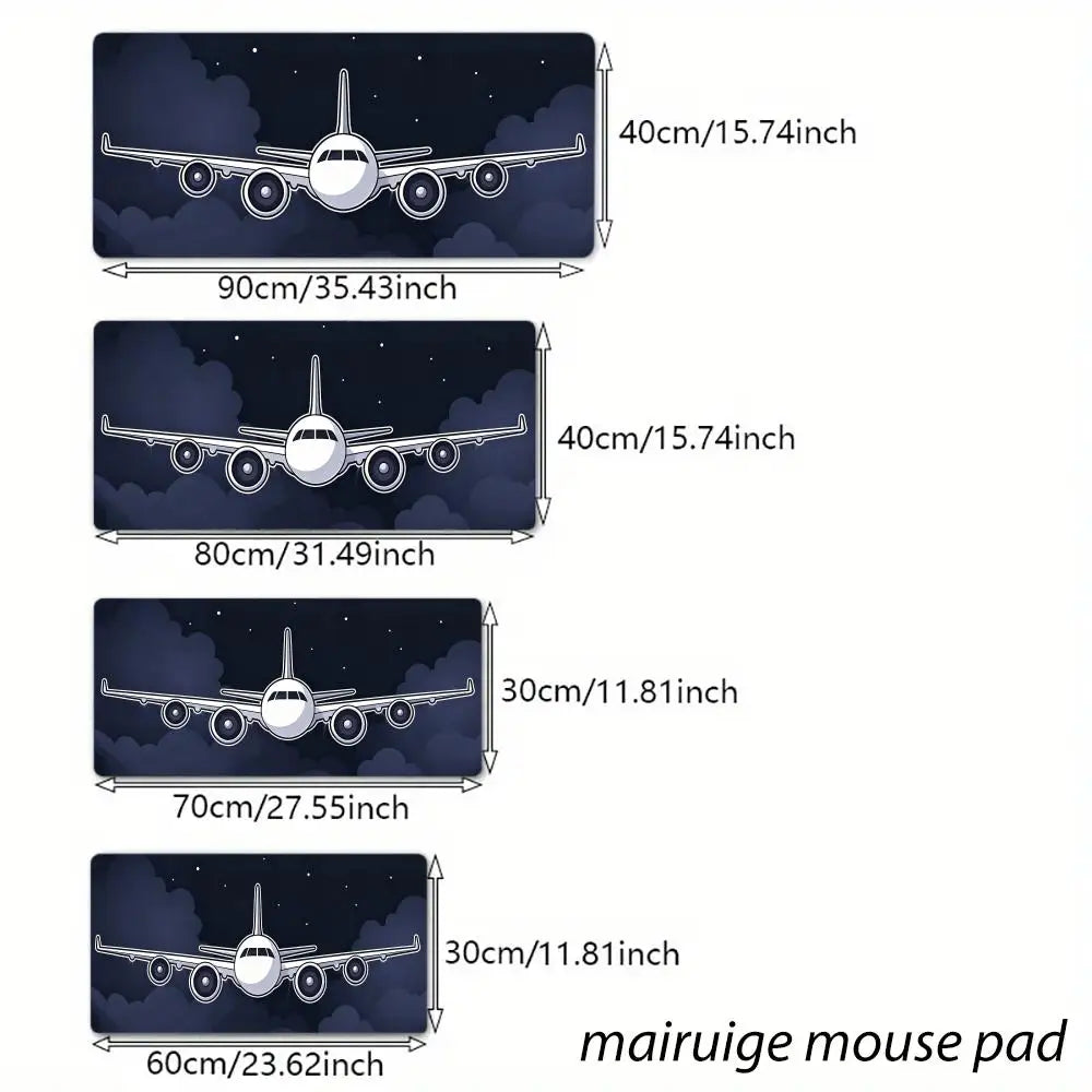Night View Airplane Mouse Pad Large Computer Office Game Table Mat Rubber Anti-slip Stitched Keyboard Mats 90x40 XXL Desk Pads