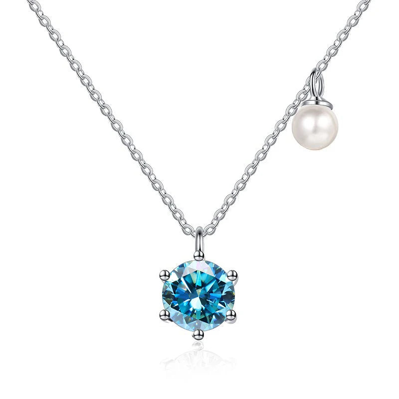 Butterflykiss 0.5/1ct Moissanite Solitaire Necklace For Women Pearl Pendant White Gold Plated S925 Sterling Silver Jewelry Gifts