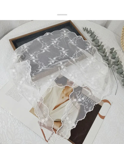 Lace Embroidered Silk Scarf Women's Long Neck Versatile Triangle Decorative Headscarf Korean Version Literary Yarn Shawl