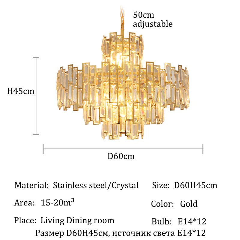 Luxury Crystal Ceiling Pendant Chandelier Lights Dining Room Chandeliers Lighting for Living Room Light Home Decor Lustre Salon