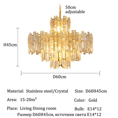 Luxury Crystal Ceiling Pendant Chandelier Lights Dining Room Chandeliers Lighting for Living Room Light Home Decor Lustre Salon