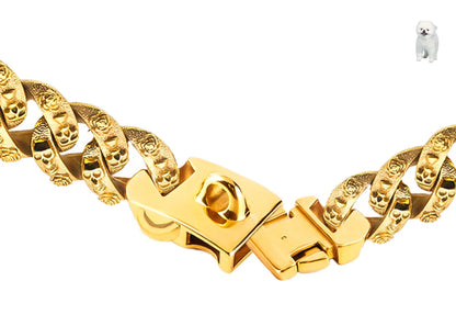 32mm  Gold Dog Collar Stainless Steel Metal Pet Choker Lead for Medium Large Dogs Pet Accessories Labrador Rottweiler
