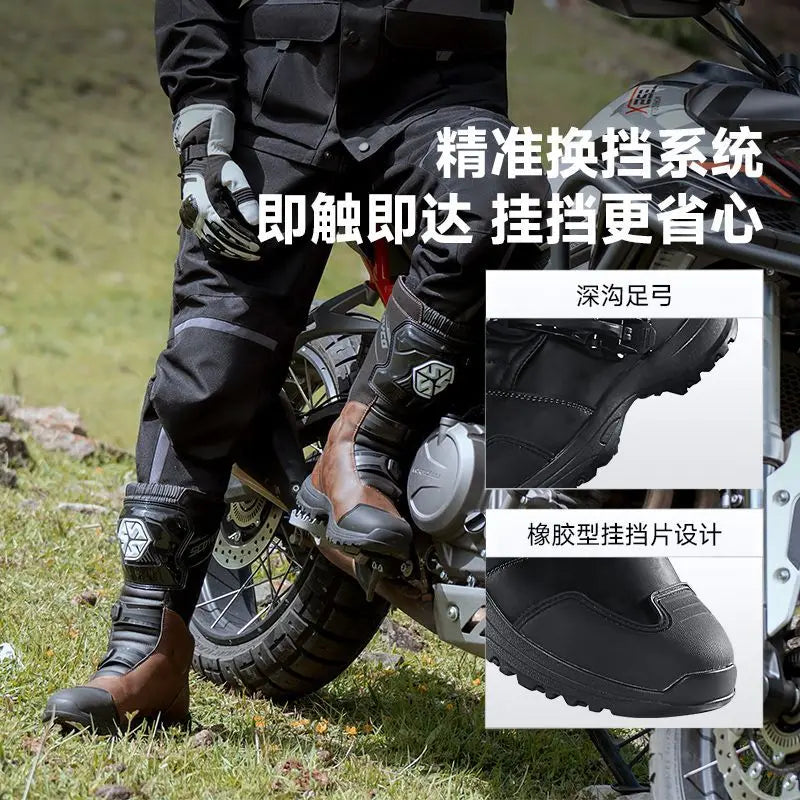 Scoyco MT086 Motorcycle Professional Riding Boots Leather Boots Casual Comfortable Slip-On Ankle Botas Non-slip Waterproof Boots