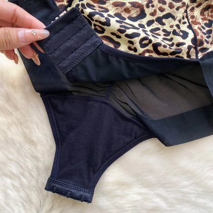Women Hotsweet Spliced print backless leopard slim Vintage Straps Bodysuits Chic Jumpsuits Slim Top Clothing