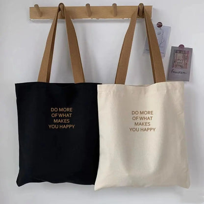 Trendy Canvas Tote Bag High Capacity Eco Reusable Bag Shopper Bags Girl Power Shoulder Strap Underarm Bags for Ladies