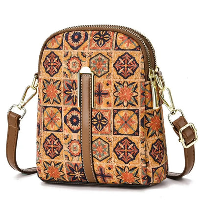 Women Fashion Bohemian Style Printed Phone Bag Ethnic Style PU Leather Single Shoulder Bag Luxury Versatile Handbag For Ladies