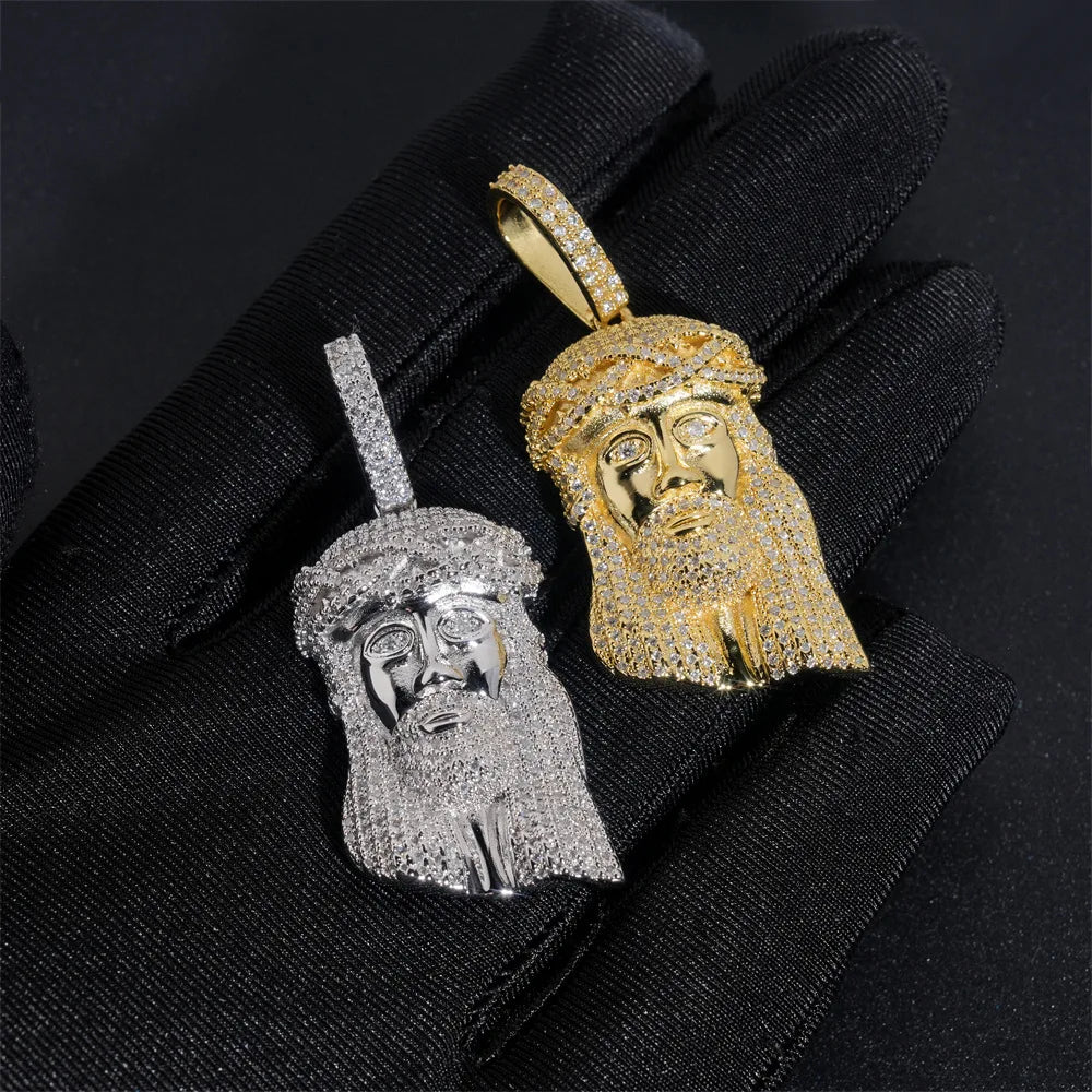 Hip Hop Jesus 925 Sterling Silver Full Moissanite Pendant For Men Men's Pendant Gold Plated Jewelry Can Pass 4mm Tennis Chain