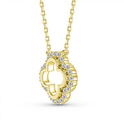 Lucky Four Leaf Clover Moissanite Necklace 14K Gold Filled Diamond Pendant Wear-resistant for Women Daily Gift Fine Jewelry