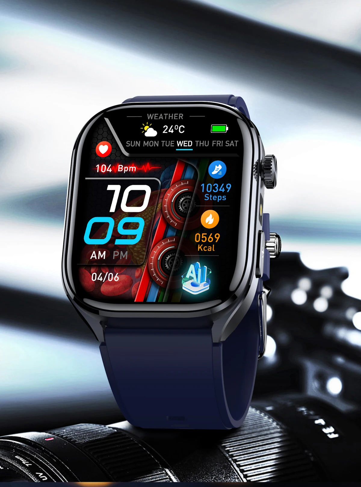2026 New Non-Invasive Laser Treatment Three High Smart Watch Man ECG Heart Test Blood Fat Uric Acid Smart Watch For Android IOS