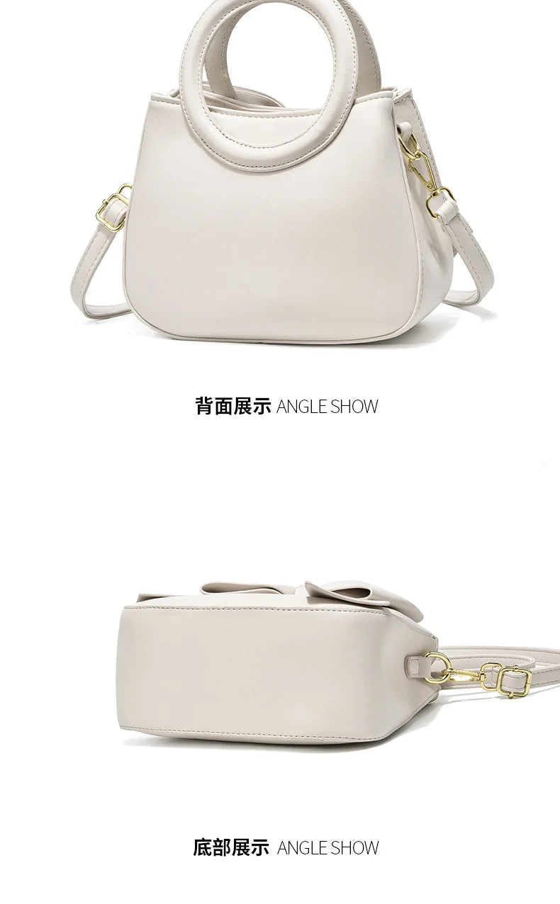New Fashion Casual Handbags for Women Cute Bow Black White Blue PU Handbags Trendy Daily Shoulder Underarm Bags Bolsa Feminina
