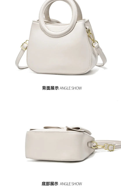 New Fashion Casual Handbags for Women Cute Bow Black White Blue PU Handbags Trendy Daily Shoulder Underarm Bags Bolsa Feminina