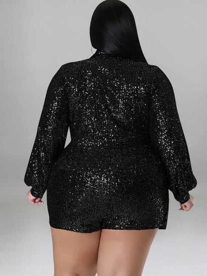 Jumpsuits Women Elegant Luxury Plus Size Party Ladies Long Sleeve Jumpsuit with Sequins 3xl 4xl 5xl Sexy Evening Woman Jumpsuit